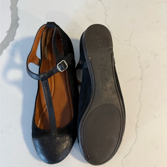 Lucky Brand Black T-Strap Suede Flats- Size 8 - Picture 2 of 2